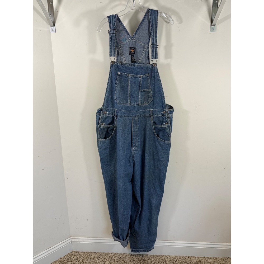 Vintage Route 66 Denim Overalls Women's 22 Blue Grunge Y2K Workwear